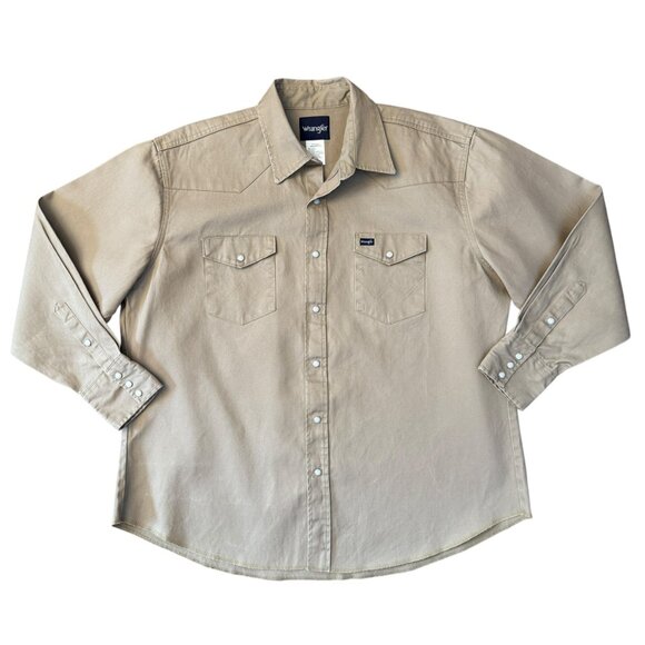 Wrangler Men's Cowboy Cut Firm Finish Long Sleeve Pearl Snap Work Shirt XXL - Picture 1 of 5